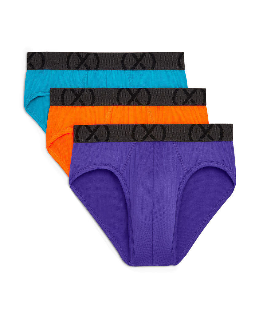 2(x)ist - (X) Sport Mesh Low Rise Brief 3-Pack - Purple/Orange/Blue