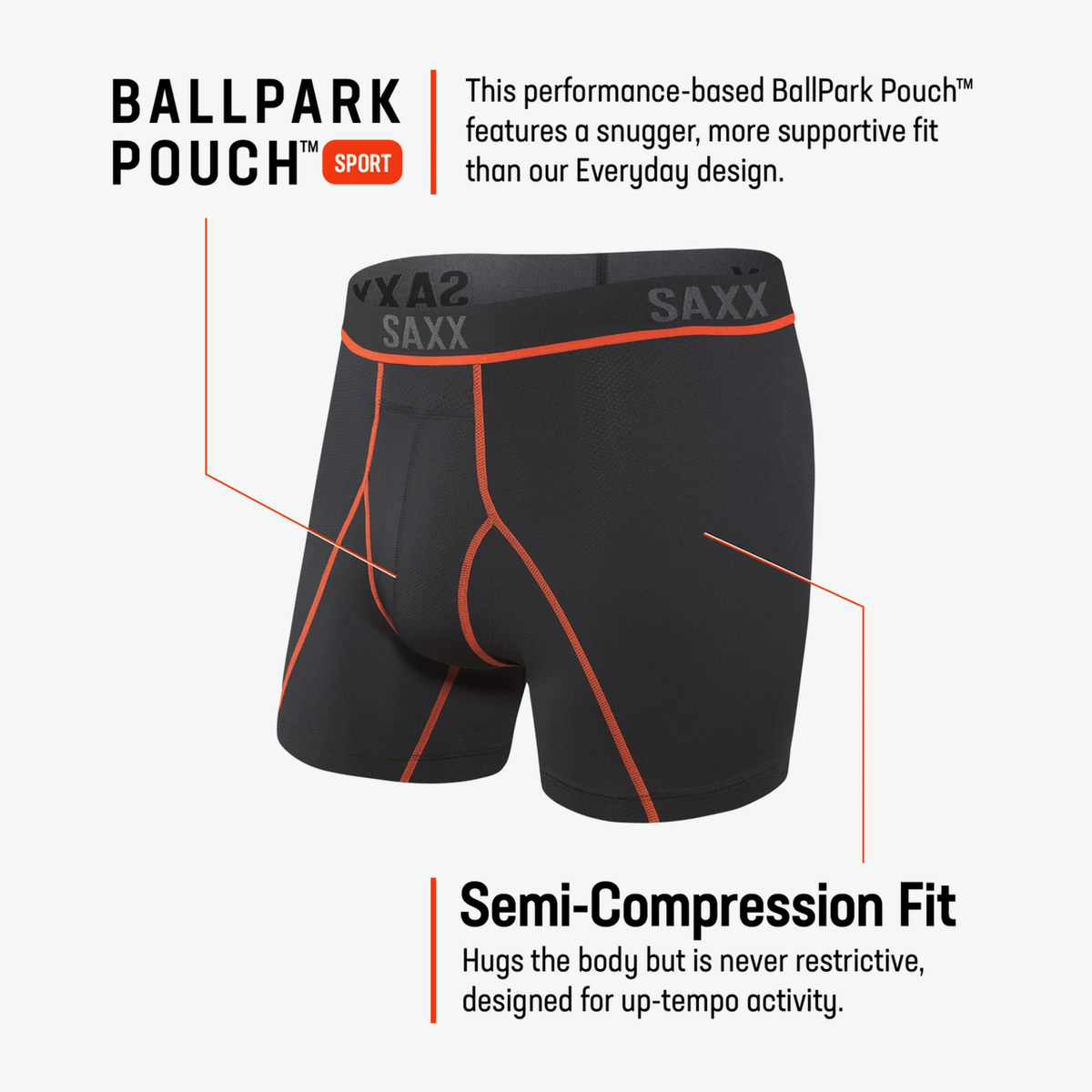 SAXX Kinetic HD Black Vermillion Boxer Briefs
