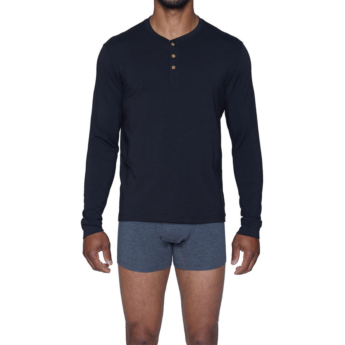 Wood Henley Lounge Shirt - Black