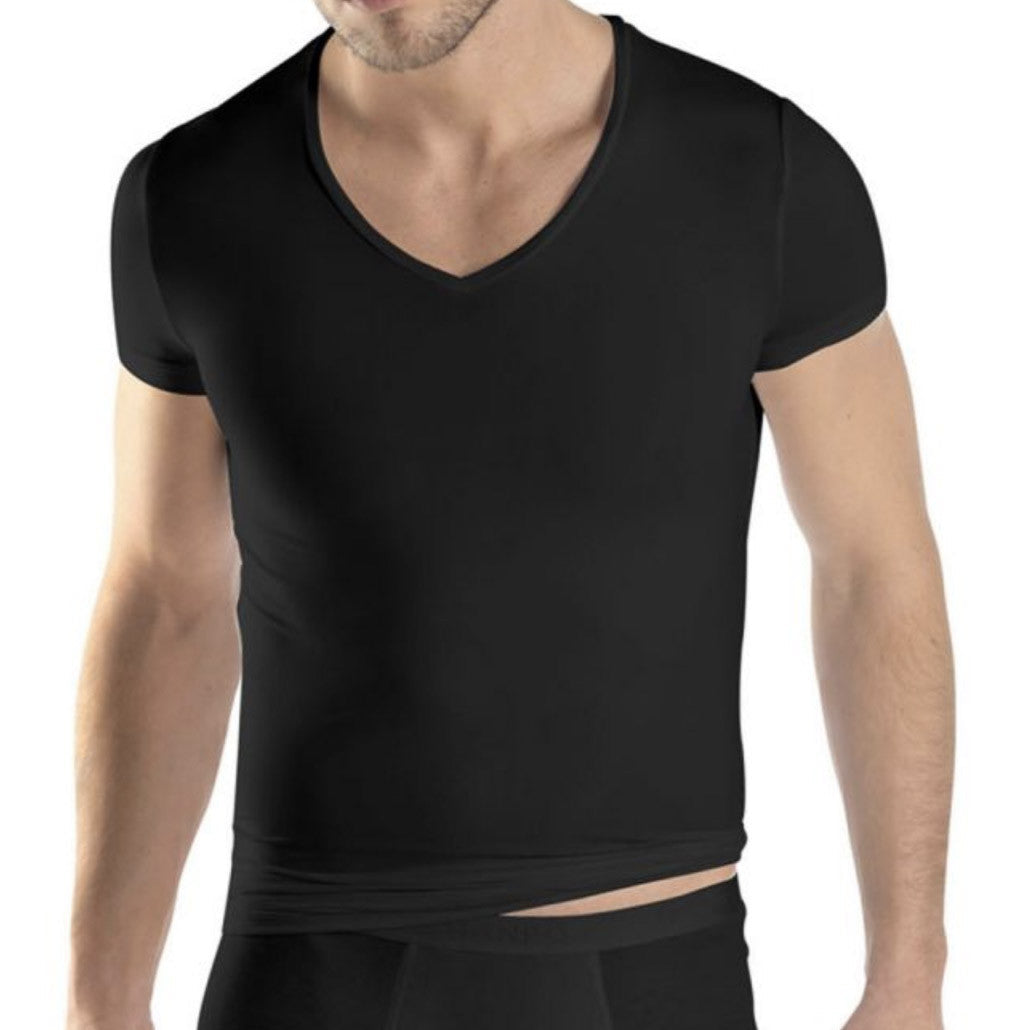 Hanro - Micro Touch V-Neck Tee Shirt - Black