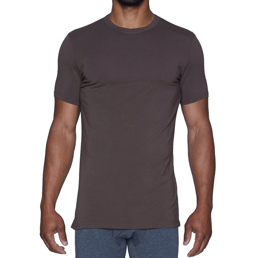 Wood - Crew Neck Tee Shirt - Walnut