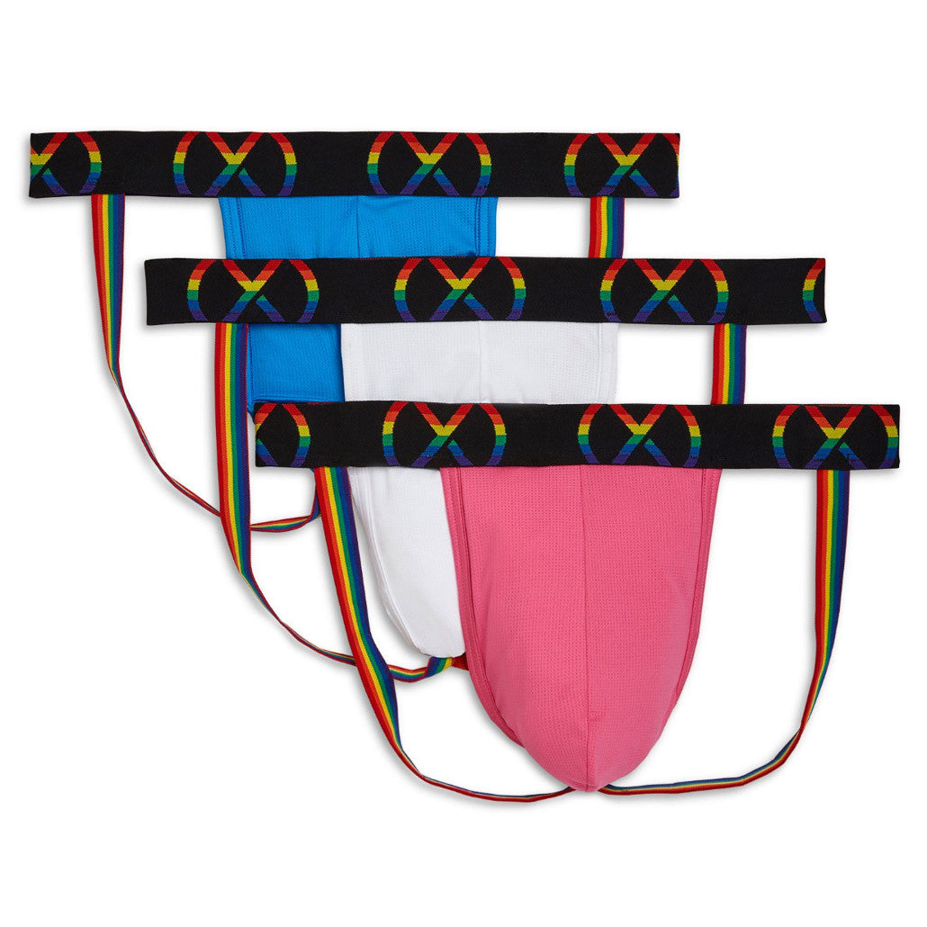 2(x)ist - (X) Sport Pride Jockstrap - 3-Pack - Pink/White/Blue