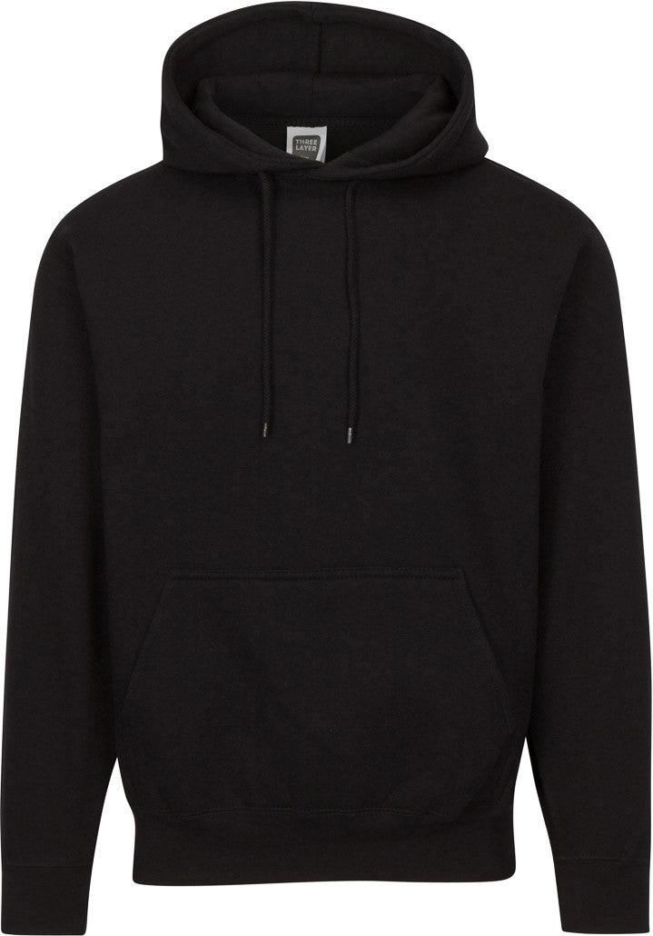 Three Layers - Pullover Hoodie Sweatshirt - Black