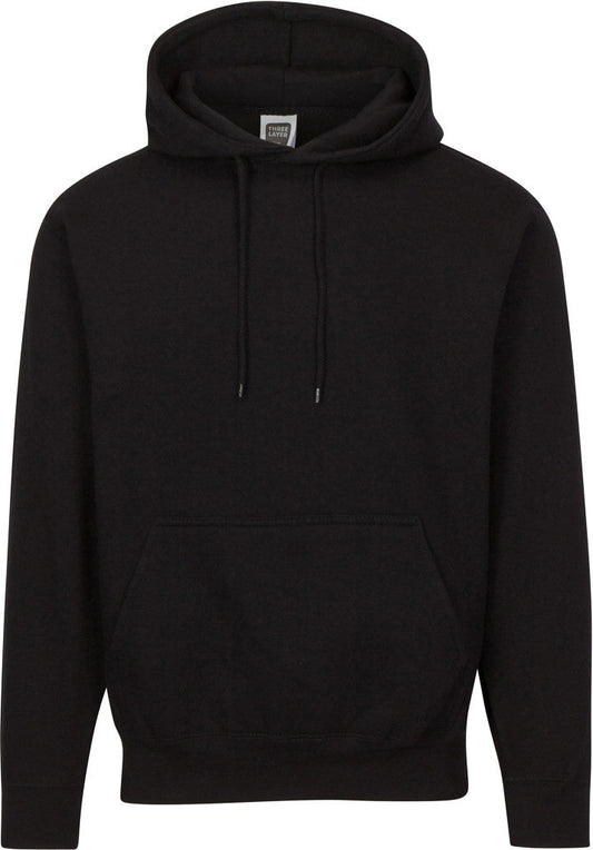 Three Layers - Pullover Hoodie Sweatshirt - Black