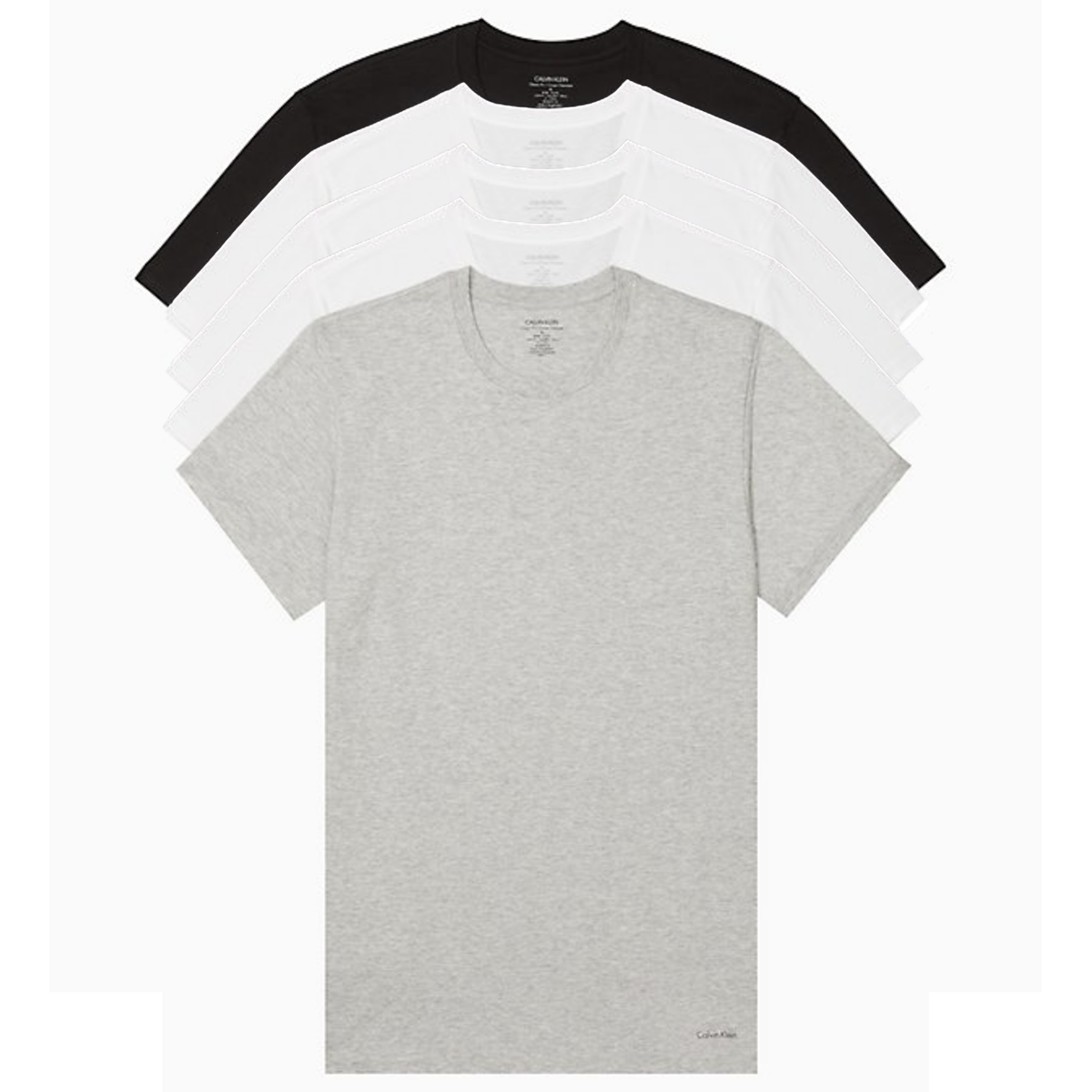 Calvin Klein - 5-Pack Cotton Classics Crew Neck T-Shirt - Wt/Gry/Bk