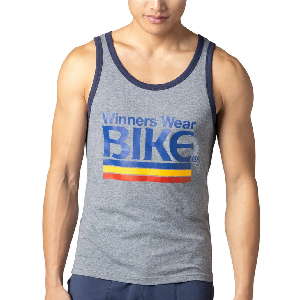Bike - Logo Ringer Tank Top - Gray/Navy