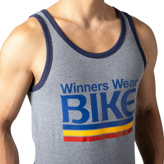 Bike - Logo Ringer Tank Top - Gray/Navy