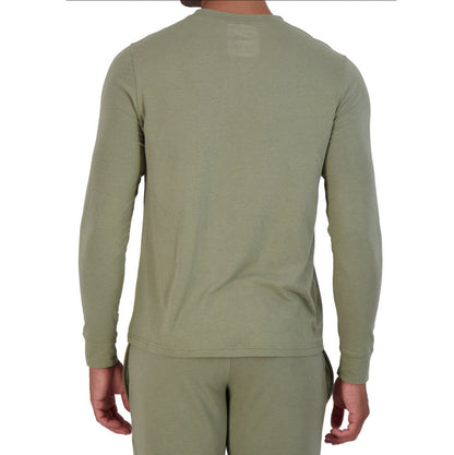 Wood - Long Sleeve Henley Lounge Shirt - Olive