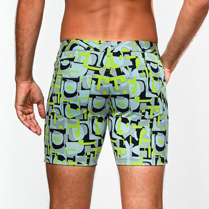St33le Limited Edition 5” Stretch Knit Shorts - Pear Sky Pop Art