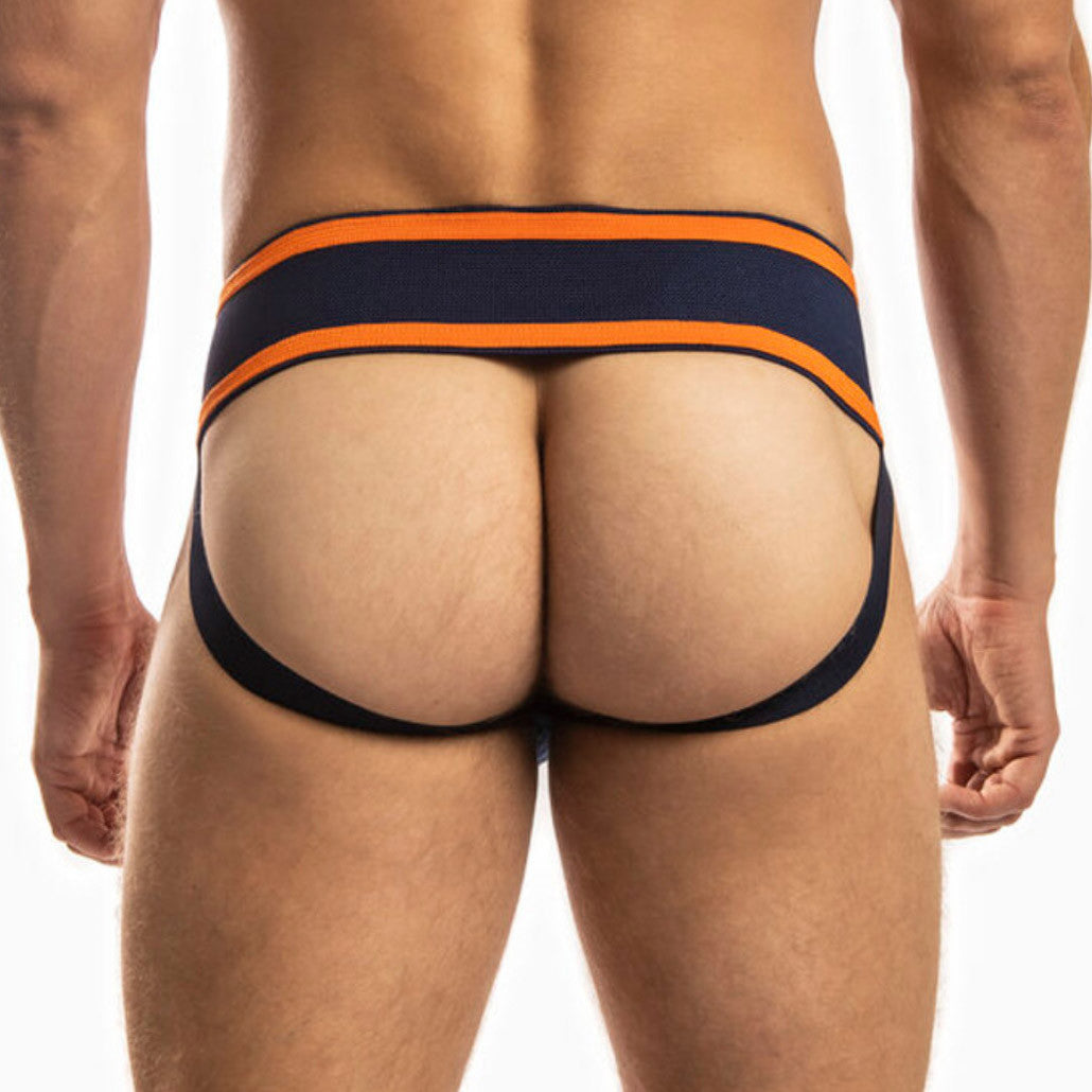 Jack Adams - Footballer Lace-Up Jockstrap - Navy/Orange