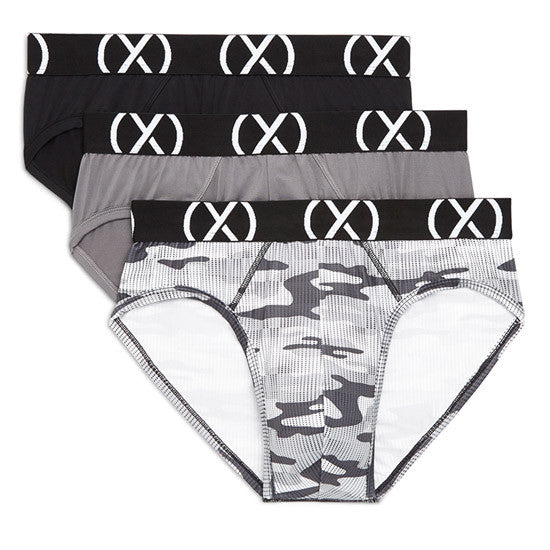 2(x)ist - (X) Sport Low Rise Brief 3-Pack - Black/Lead/Camo Gray