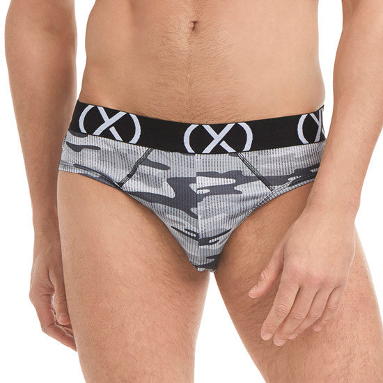 2(x)ist - (X) Sport Low Rise Brief 3-Pack - Black/Lead/Camo Gray