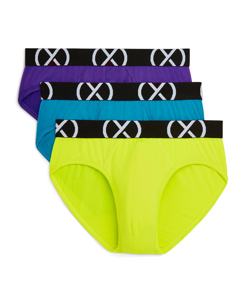 2(x)ist - (X) Sport Low Rise Brief 3-Pack - Purple/Blue/Yellow