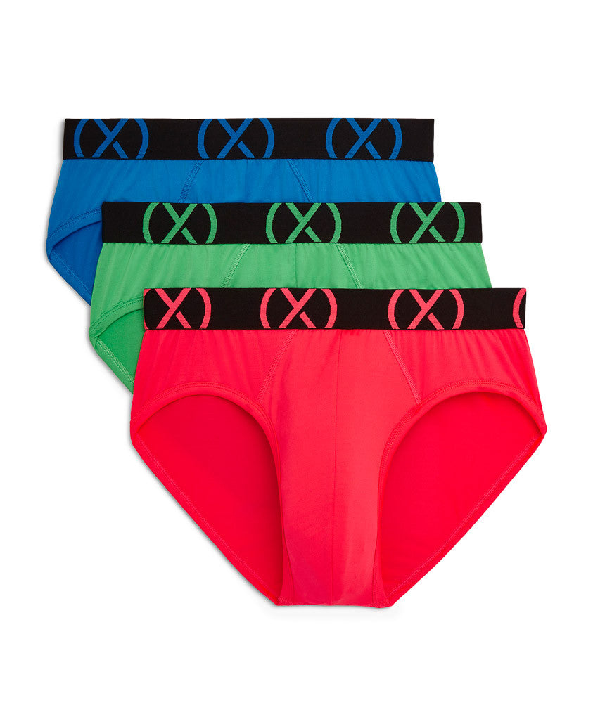 2(x)ist - (X) Sport Low Rise Brief 3-Pack - Blue/Green/Pink