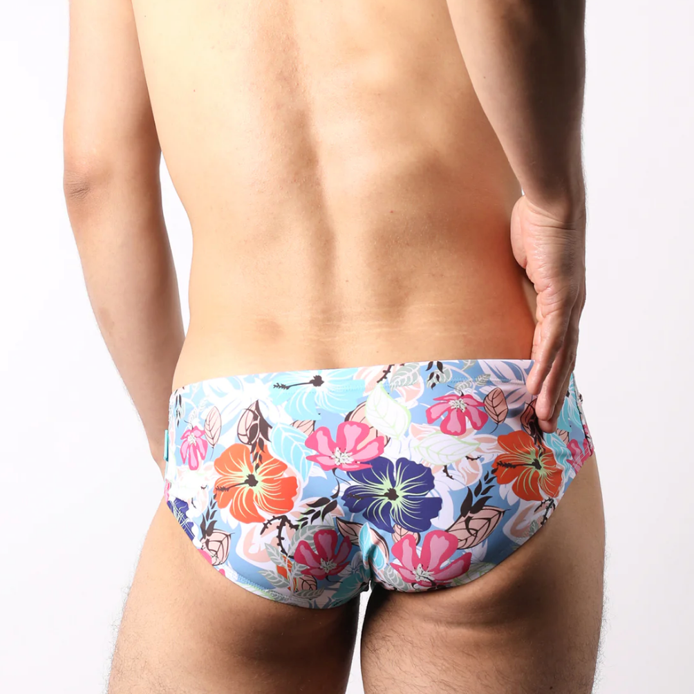 Timoteo - Lakeshore Low Rise Swim Brief - Floral Blue