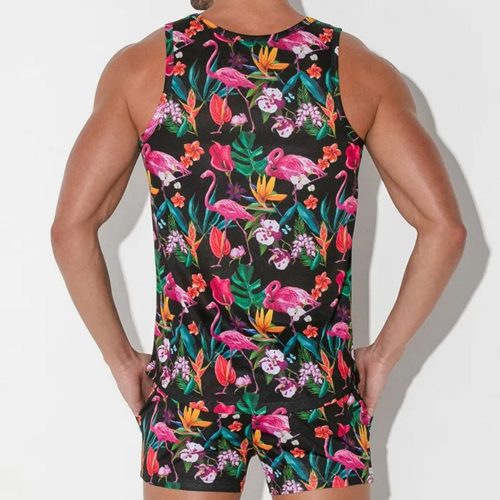Code 22 - Vivid Print Tank Top - Flamingos
