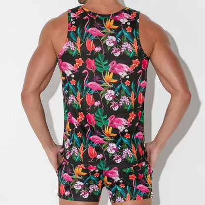 Code 22 - Vivid Print Tank Top - Flamingos