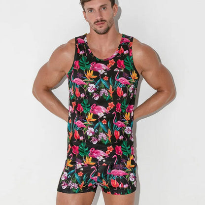Code 22 - Vivid Print Tank Top - Flamingos