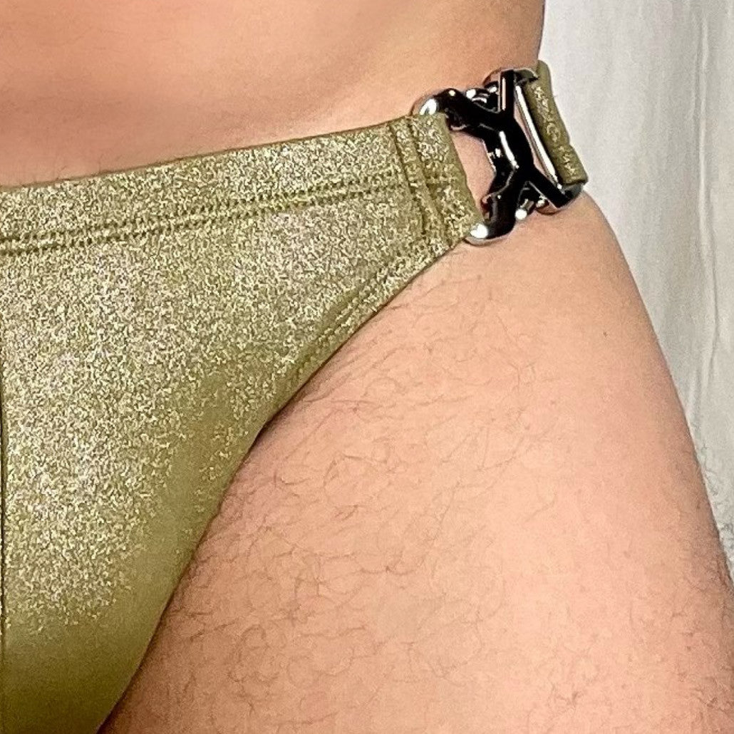 Chris Turk - Glitter Clasp Swim Brief - Olive Glitter