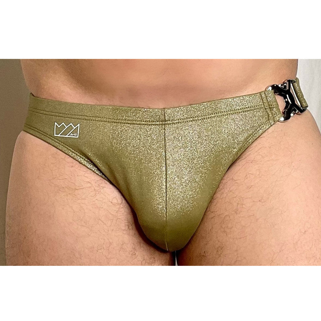 Chris Turk - Glitter Clasp Swim Brief - Olive Glitter