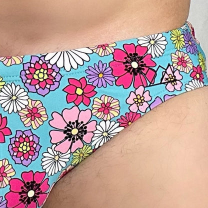Chris Turk - Groovy Floral Swim Brief - Blue