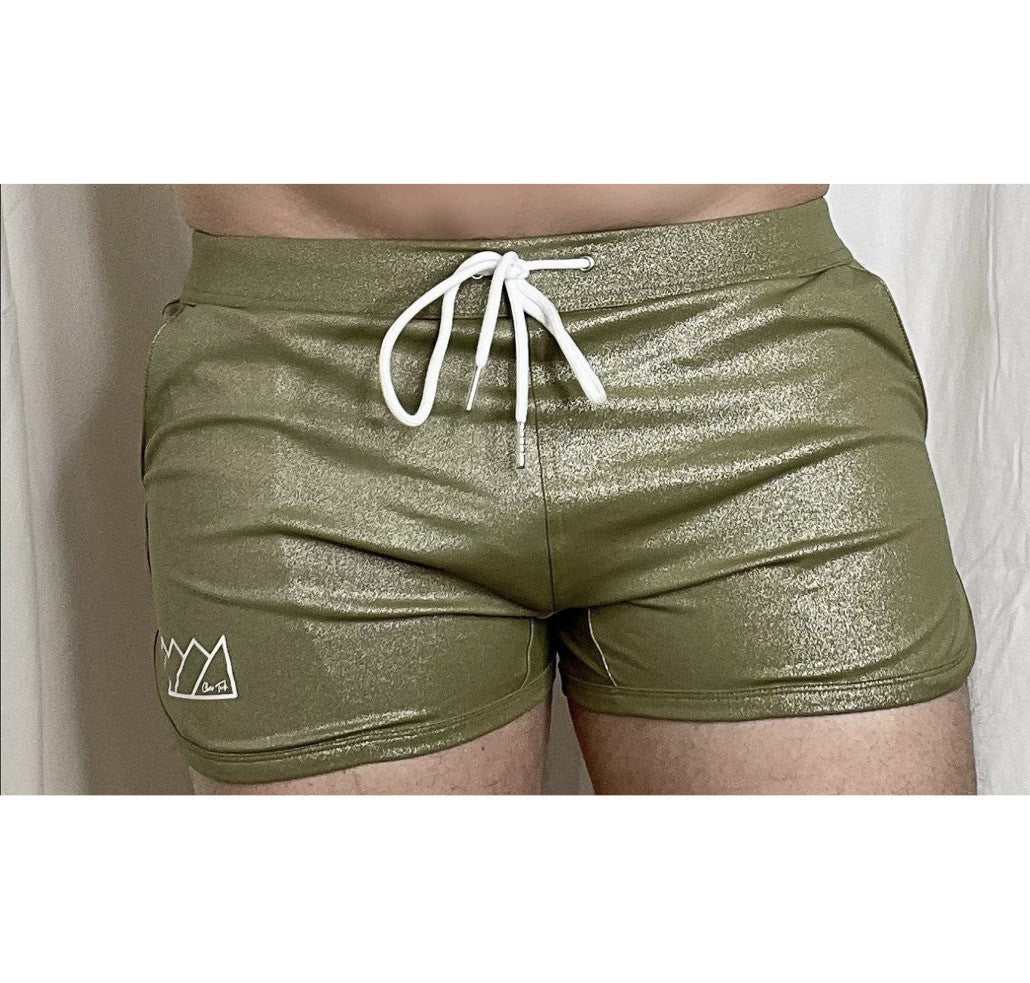 Chris Turk - Glitter Swim Trunk - Olive Glitter