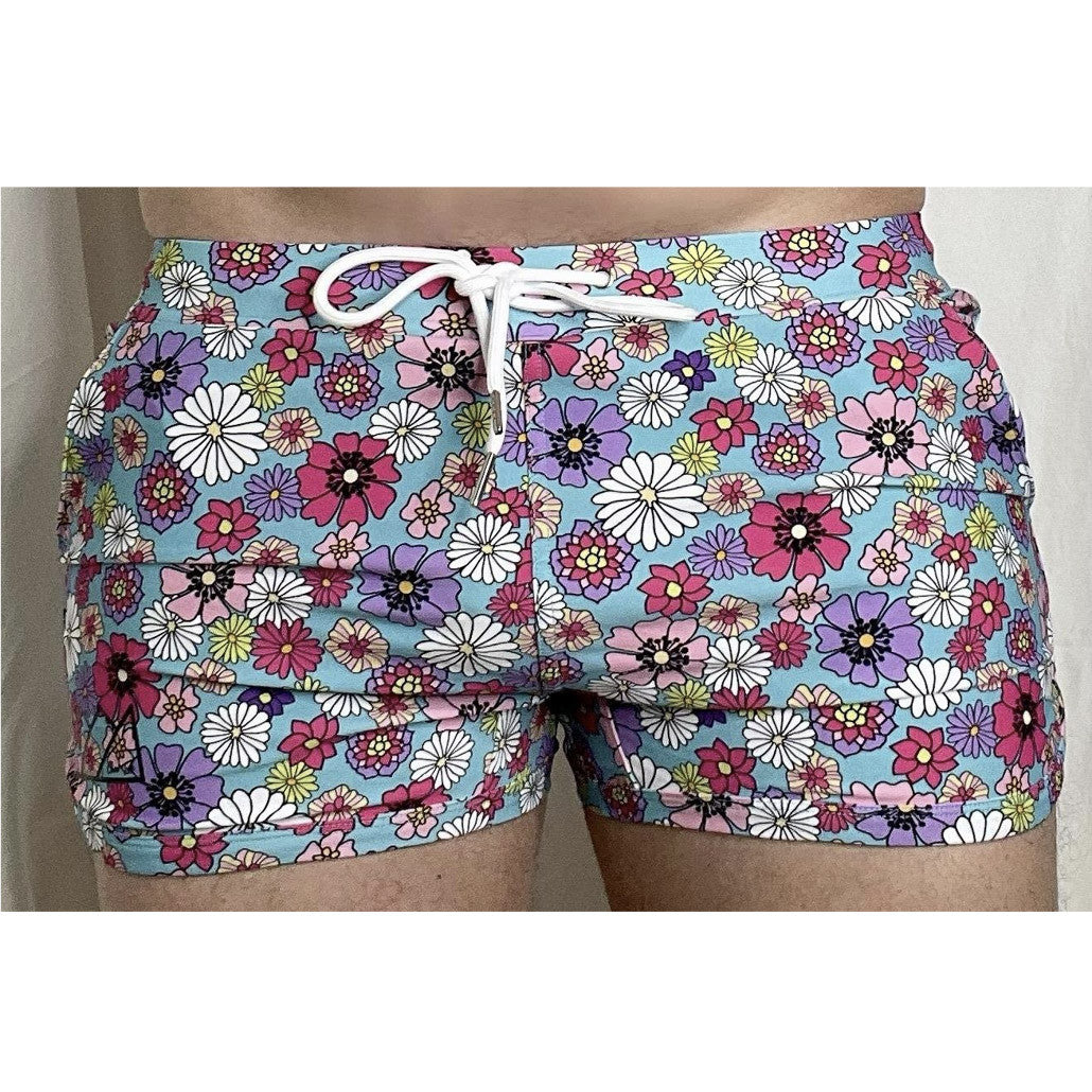 Chris Turk - Groovy Floral Swim Trunk - Blue