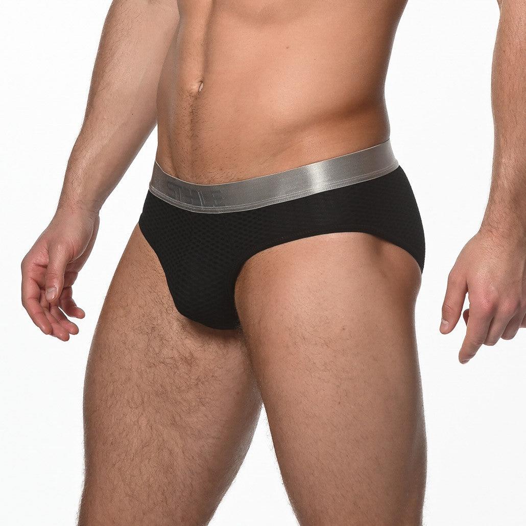 St33le - Diamond Mesh Briefs - Black
