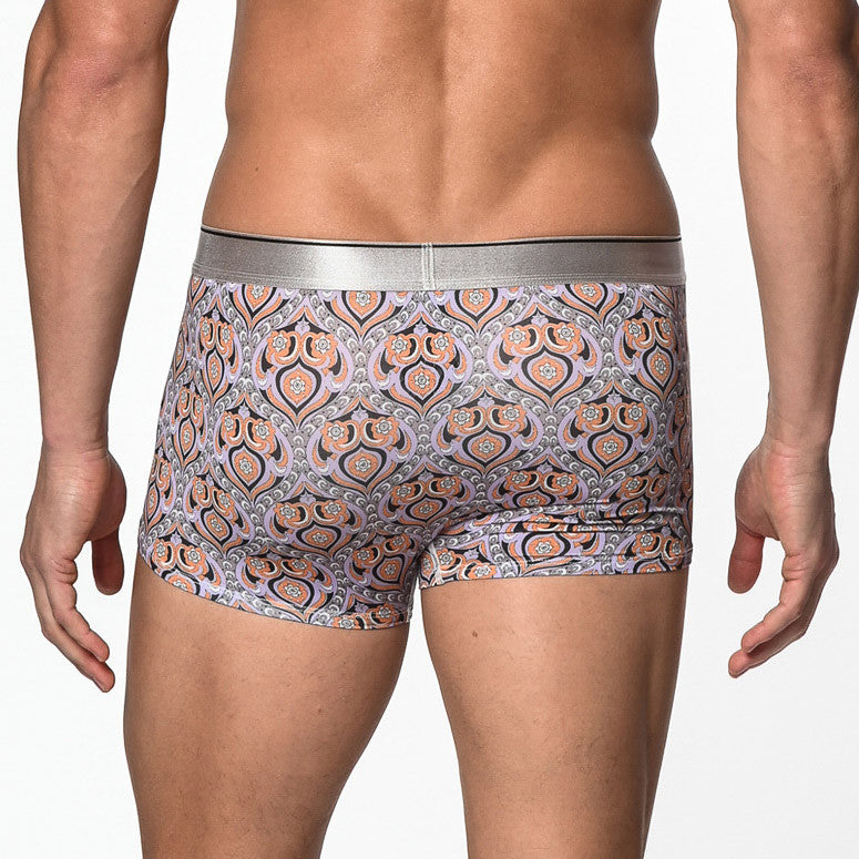 St33le - Microfiber Print Low Rise Trunk - Navy/Amber Baroque