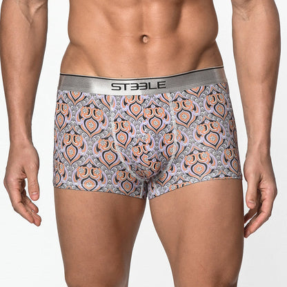 St33le - Microfiber Print Low Rise Trunk - Navy/Amber Baroque