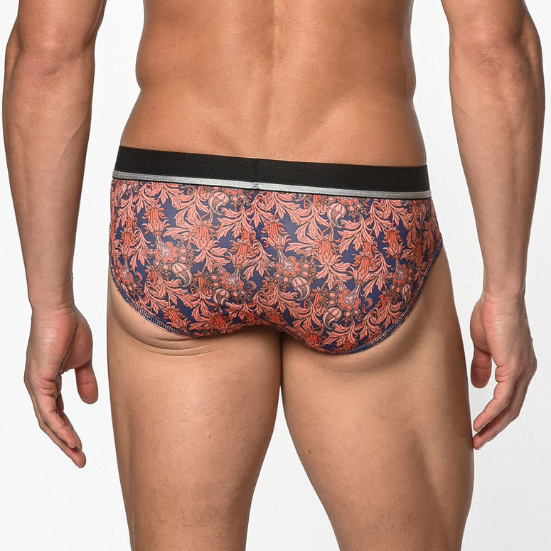 St33le - Microfiber Print Low Rise Brief - Sienna/Navy Paisley