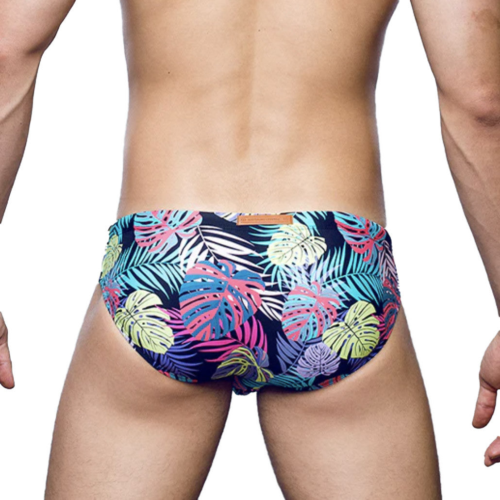 2eros - V10 Print Swim Brief - Monstera Black