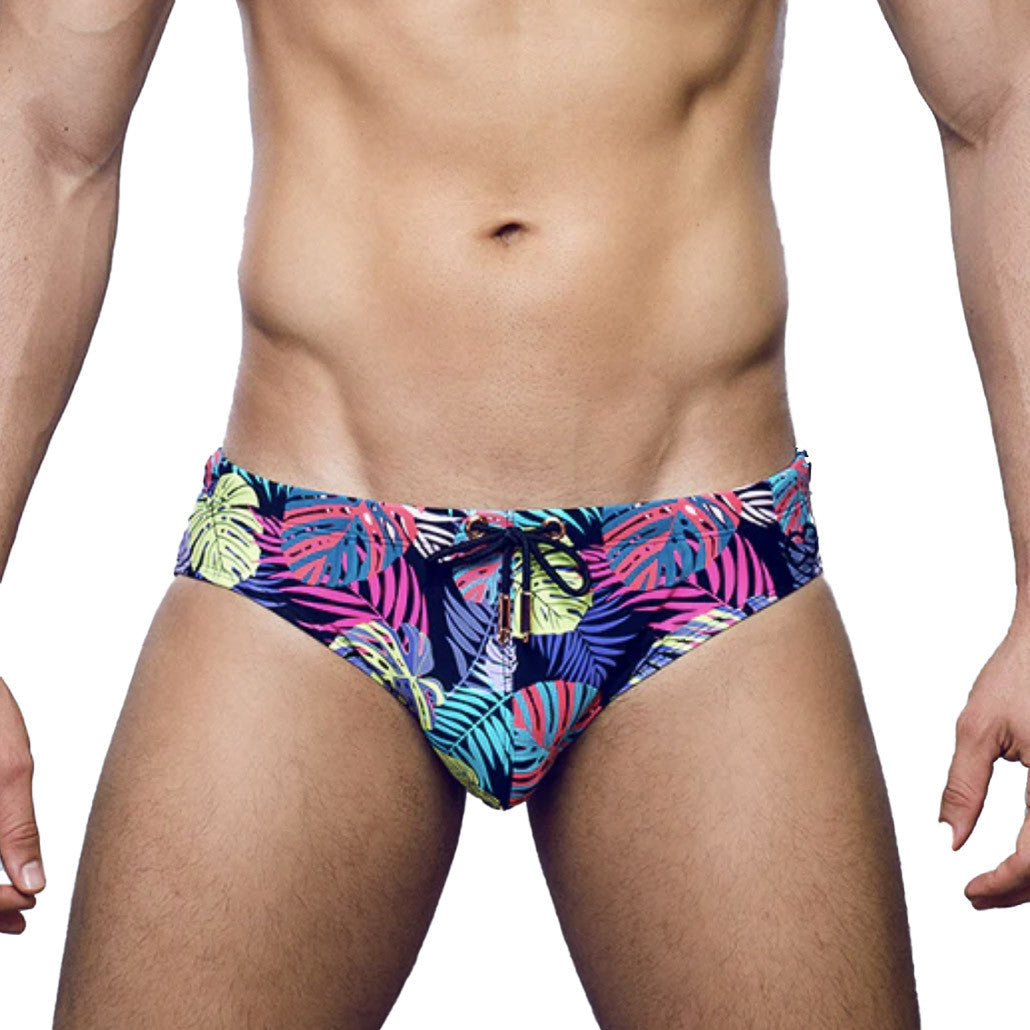 2eros - V10 Print Swim Brief - Monstera Black
