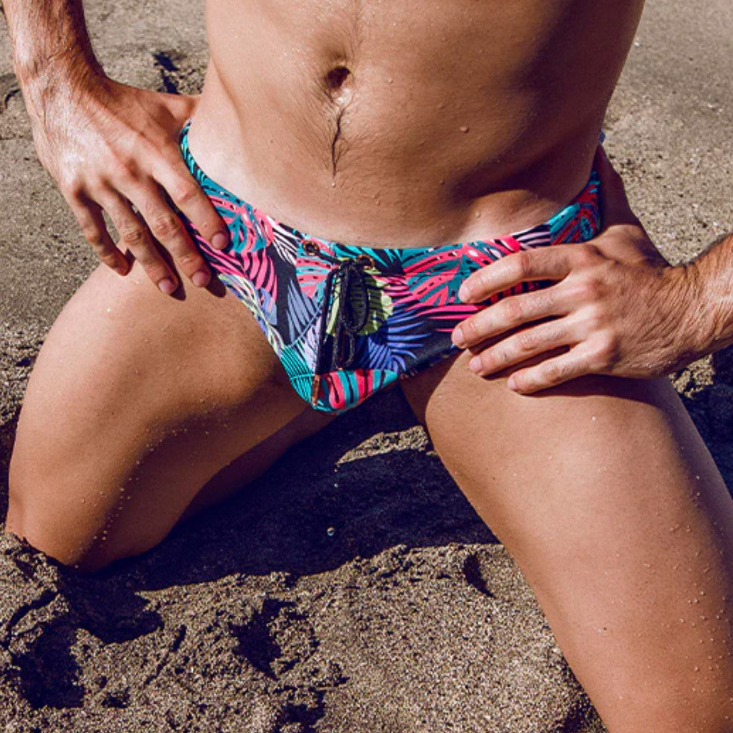 2eros - V10 Print Swim Brief - Monstera Black