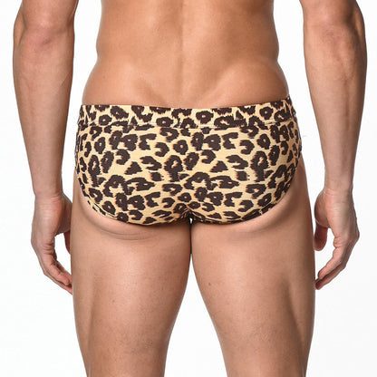 St33le - Freestyle Swim Brief W/ Cup - Honey/Brown/Leopard