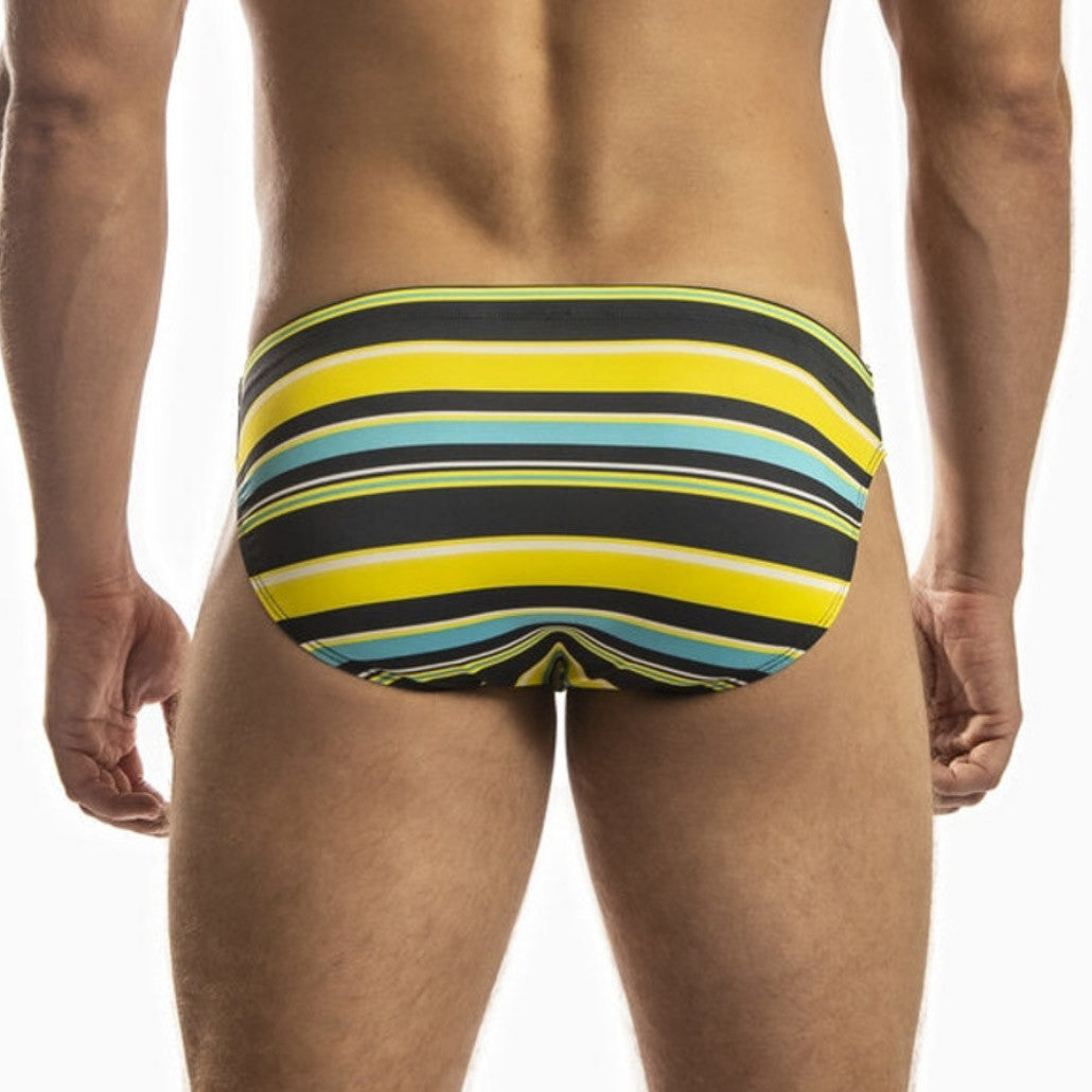 Jack Adams - Multi-Stripe Swim Brief - Yellow/Black