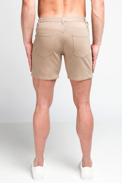 St33le 5" Stretch Knit Shorts - Dark Khaki