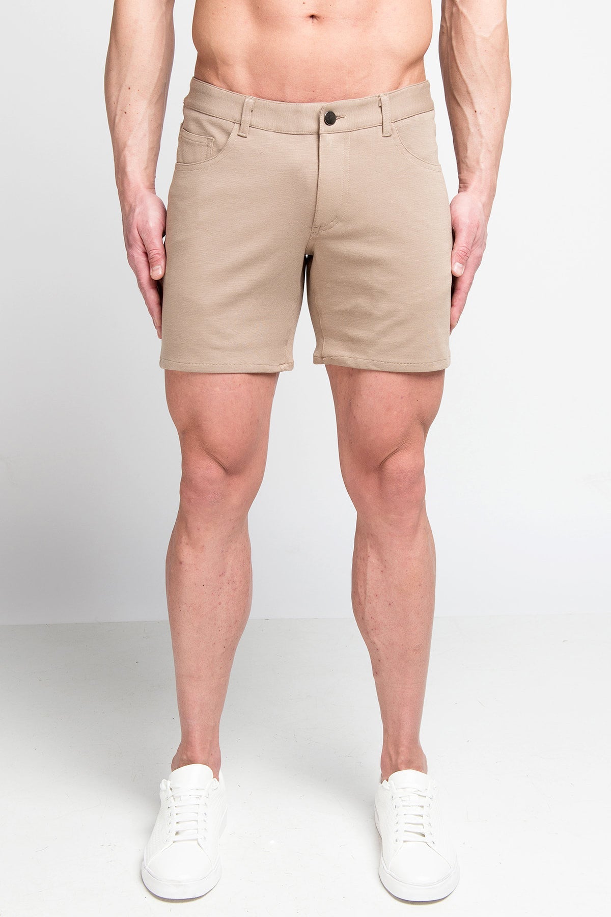 St33le 5" Stretch Knit Shorts - Dark Khaki