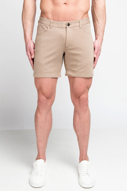 St33le 5" Stretch Knit Shorts - Dark Khaki